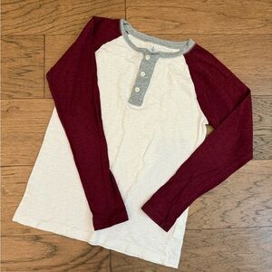 Crewcuts Burgundy and Cream Long Sleeve Tee